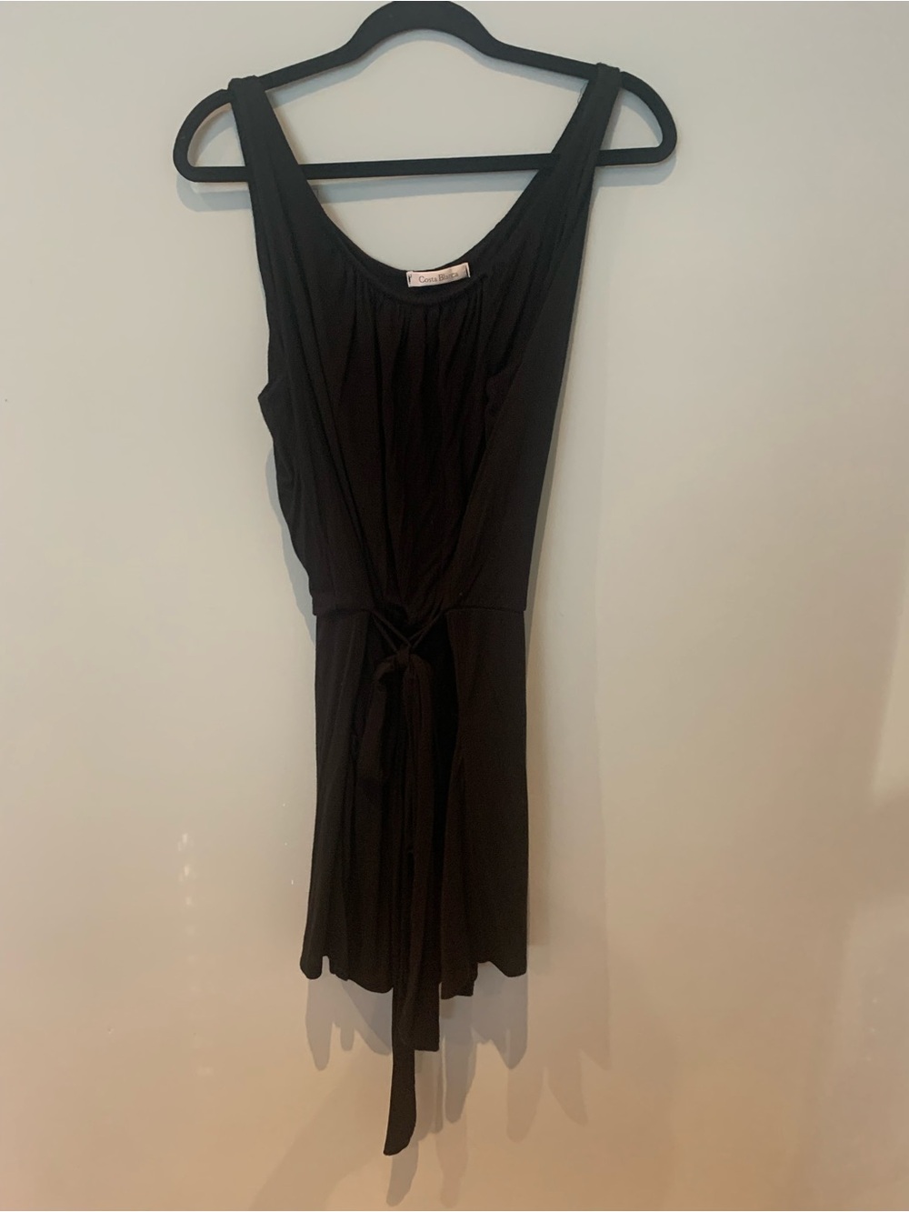 Costa Blanca Black Mini Dress with Tie Waist